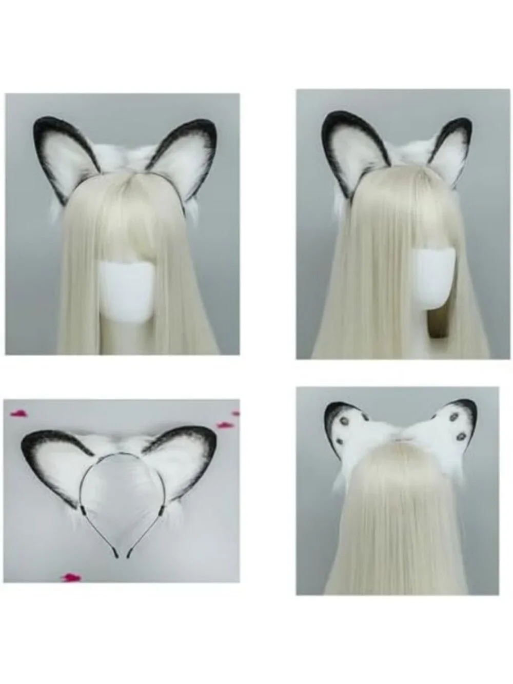 Faux Fur Spotted Snow Leopard Ear Headband & Tail Set - Halloween Costume